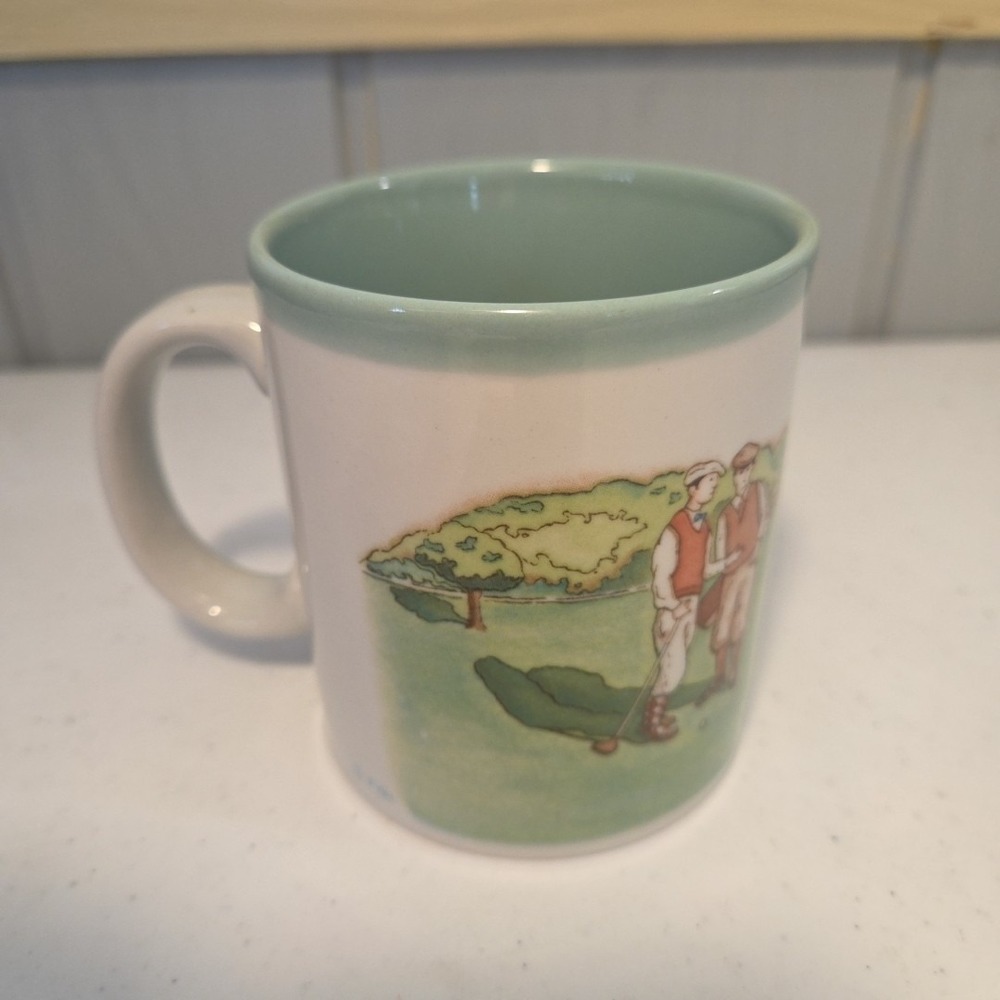 Vintage Otagiri Golf Theme Coffee Mug Cup Golfer Scene Stoneware Japan 1970s